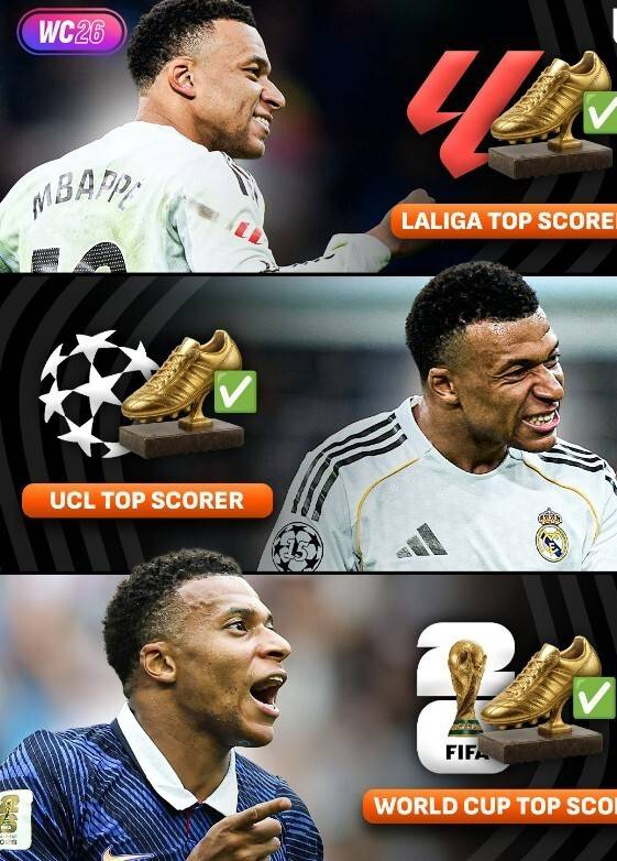 个人荣誉拉满！姆巴佩连续两届金靴创纪录，加冕历史射手王